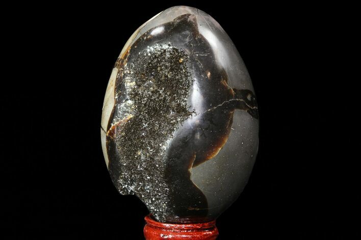 Septarian Dragon Egg Geode - Black Crystals #71904